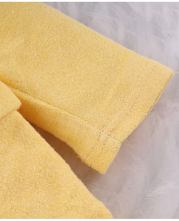 Babyhug Disney Terry Knit Hooded Bathrobe with Pockets & Lion King Applique - Yellow