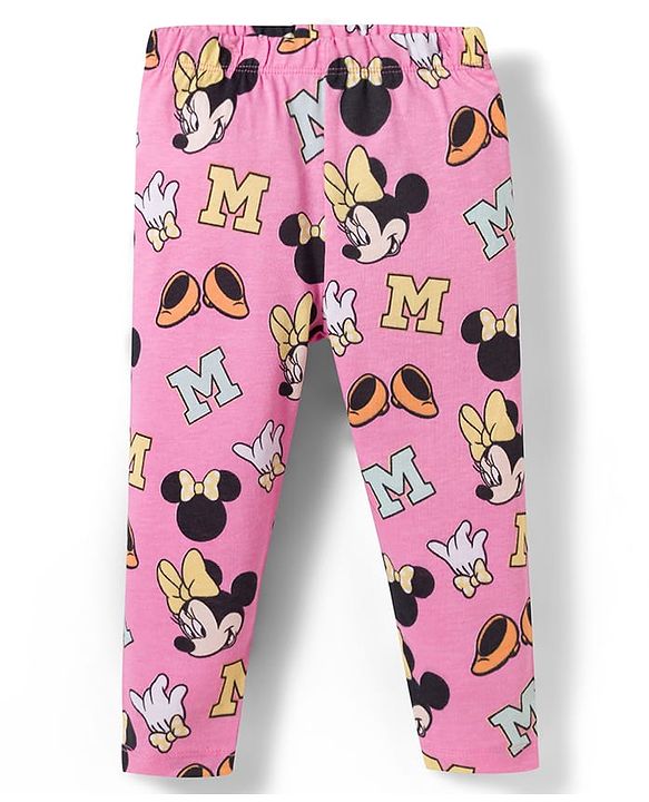 Babyhug Disney Lycra Knit Full Length Leggings With Minnie Mouse Graphics Pack of 2 - Multicolor
