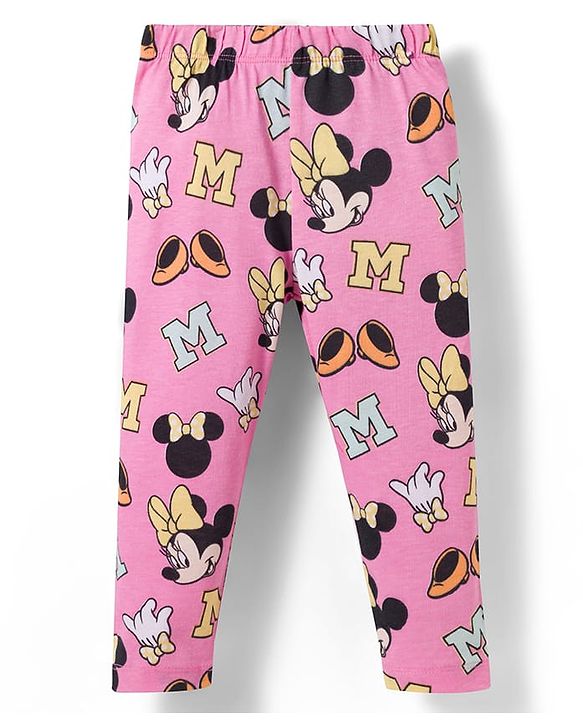 Babyhug Disney Lycra Knit Full Length Leggings With Minnie Mouse Graphics Pack of 2 - Multicolor