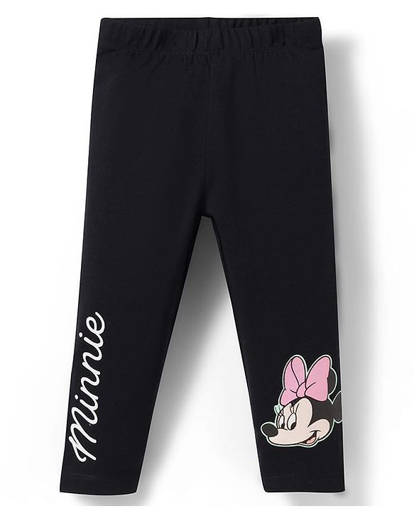 Babyhug Disney Lycra Knit Full Length Leggings With Minnie Mouse Graphics Pack of 2 - Multicolor