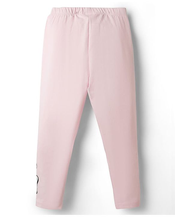 Babyhug Disney Knit Full Length Leggings with Minnie Mouse Graphics Pack of 2 - Pink & Light Blue