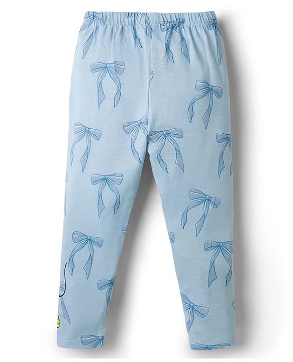 Babyhug Disney Knit Full Length Leggings with Minnie Mouse Graphics Pack of 2 - Pink & Light Blue