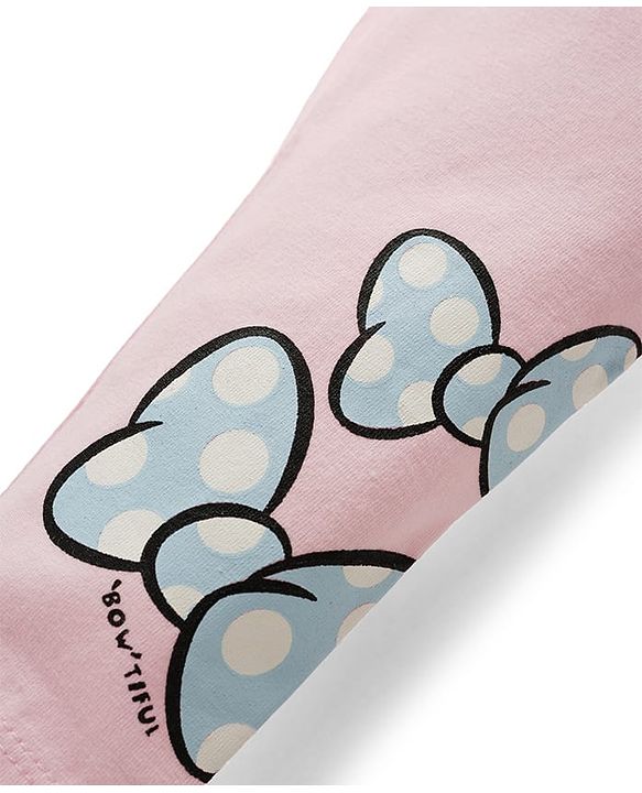 Babyhug Disney Knit Full Length Leggings with Minnie Mouse Graphics Pack of 2 - Pink & Light Blue