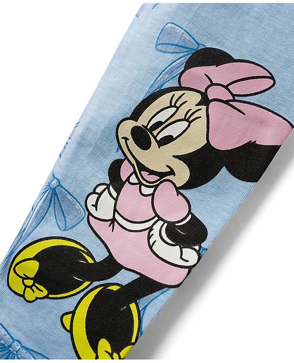 Babyhug Disney Knit Full Length Leggings with Minnie Mouse Graphics Pack of 2 - Pink & Light Blue