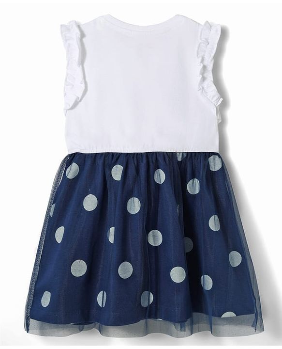 Babyhug Disney 100% Cotton Knit Sleeveless Frock With Marie Graphic & Mesh Detailing - Multicolor
