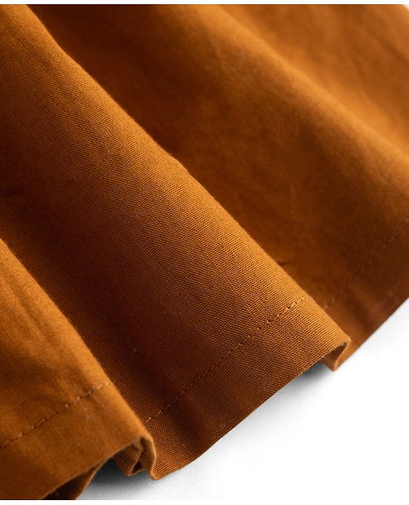 Pine Kids Cotton Woven One Piece Dresses/Frocks with Puff Sleeves and V-Neck LEATHER BROWN 4-5 Years