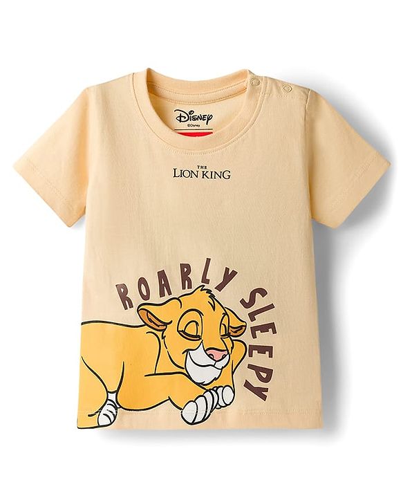 Babyhug Disney Single Jersey Knt Half Sleeves Shorts Night Suit with Lion King Graphics - Multicolour