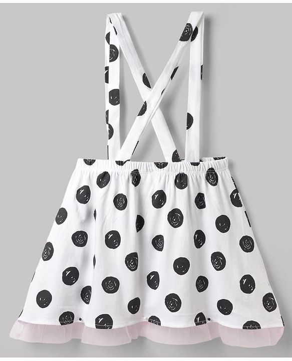 Babyhug Disney 100% Cotton Knit Half Frill Sleeves Top & Skirt Set With Polka Dots & Minnie Mouse Graphic - Pink & White