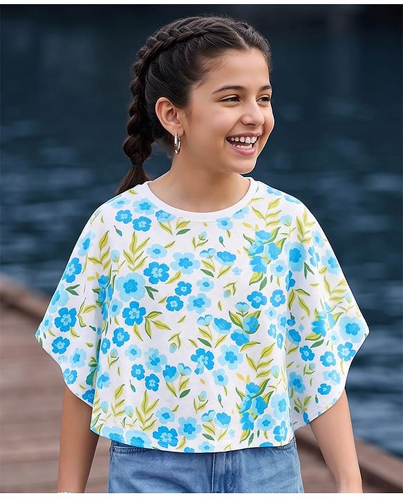 Pine Kids Cotton Knit Floral Printed Top - Multicolor