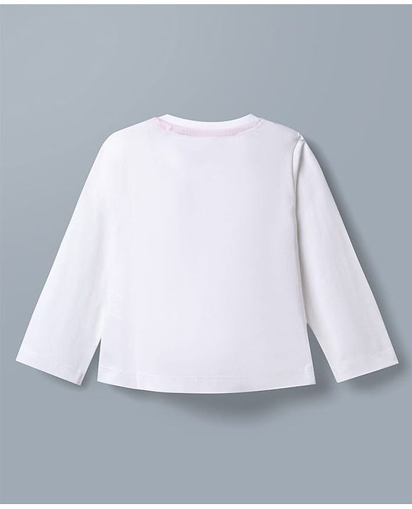 Babyhug Disney Single Jersey Knit Full Sleeves T-Shirt & Pyjama Night Suit With Minnie Mouse Graphic & Bow Print - White