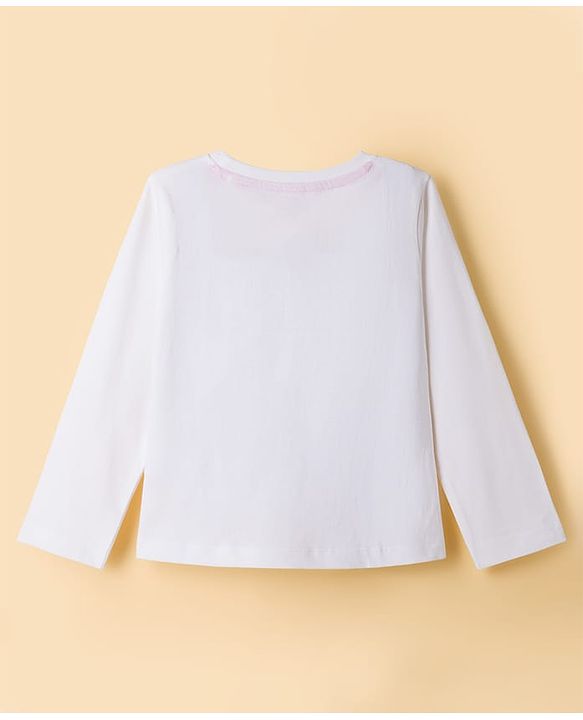 Babyhug Disney Single Jersey Knit Full Sleeves T-Shirt & Pyjama Night Suit With Minnie Mouse Graphic & Bow Print - White