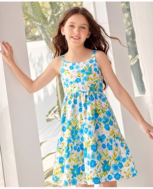 Pine Kids Cotton Knit One Piece Dresses/Frocks Floral Print Multi color 5-6 Years