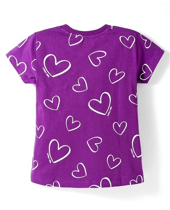 Babyhug Cotton Knit Half Sleeves T-Shirt With Heart Print - Multicolor