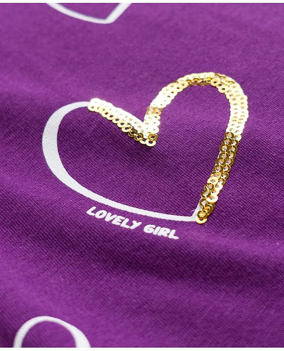 Babyhug Cotton Knit Half Sleeves T-Shirt With Heart Print - Multicolor