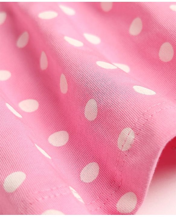 Babyhug Single Jersey Knit Sleeveless Polka Dot Printed Frock - Pink
