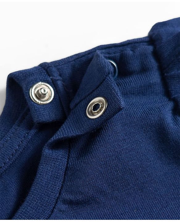 Babyhug Cotton Knit Half Sleeves T-Shirt & Capri Night Suit With Cat & Floral Print - Navy Blue