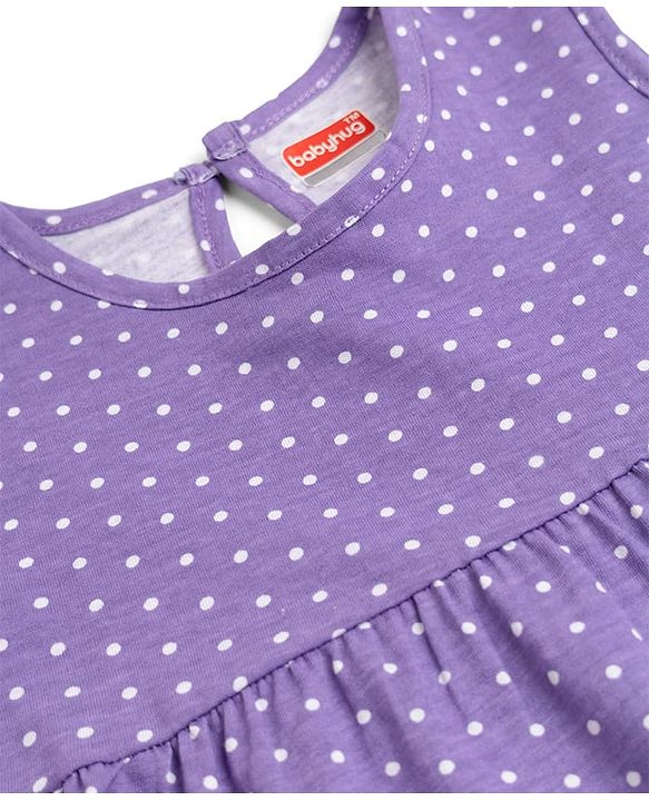 Babyhug Cotton Knit One Piece Dresses/Frocks Polka Dot Multi Color 3-6 Months