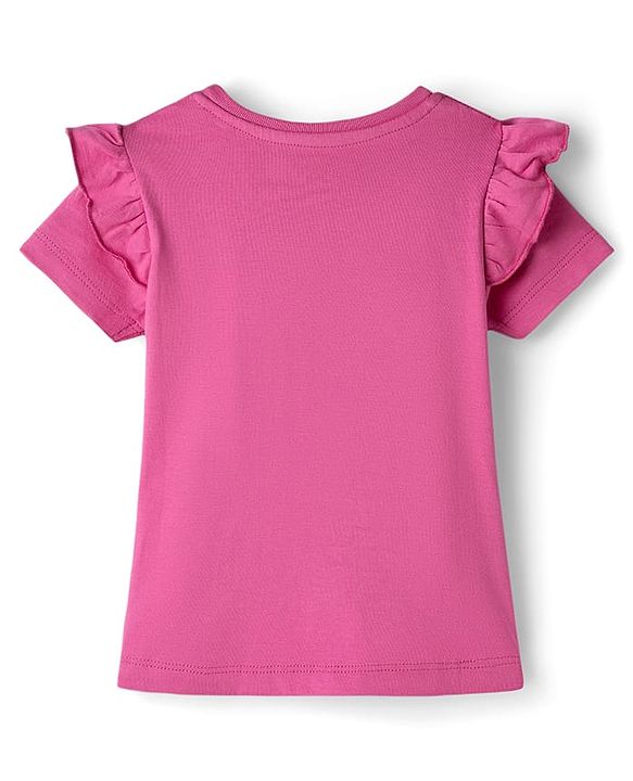 Babyhug Cotton Knit Half Sleeves T-Shirt & Capri Night Suit with Bear Print - Pink