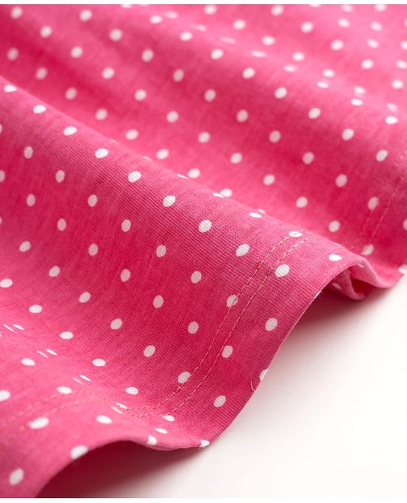 Babyhug Single Jersey Knit Sleeveless Frock With Polka Dot Print - Pink