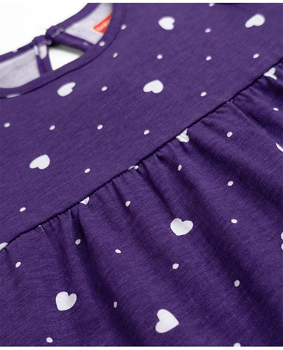 Babyhug Cotton Knit Onepiece Dress Sleeveless Heart Print Multi Color 6-9 Months