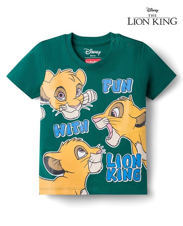 Babyhug Disney Single Jersey Knit Half Sleeves T-Shirt With Lion King Graphics - Green