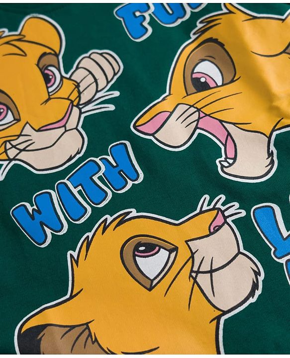 Babyhug Disney Single Jersey Knit Half Sleeves T-Shirt With Lion King Graphics - Green