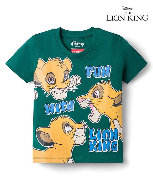 Babyhug Disney Single Jersey Knit Half Sleeves T-Shirt With Lion King Graphics - Green