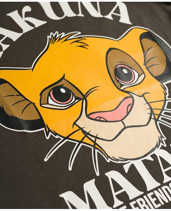 Babyhug Disney 100% Cotton Knit Half Sleeves T-Shirt With Lion King Graphic - Grey