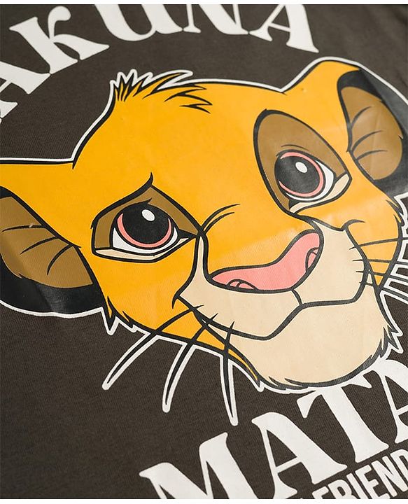 Babyhug Disney 100% Cotton Knit Half Sleeves T-Shirt With Lion King Graphic - Grey