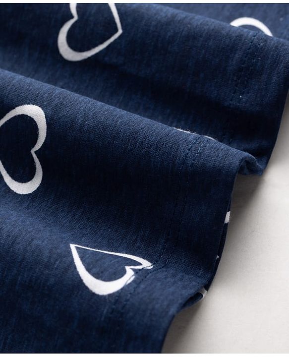 Babyhug Single Jersey Knit Sleeveless Frock With Heart Print - Navy Blue
