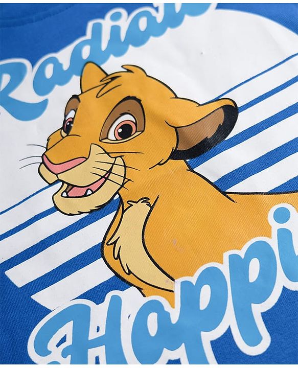 Babyhug Disney 100% Cotton Knit Half Sleeves T-Shirt With Lion King Graphic - Blue