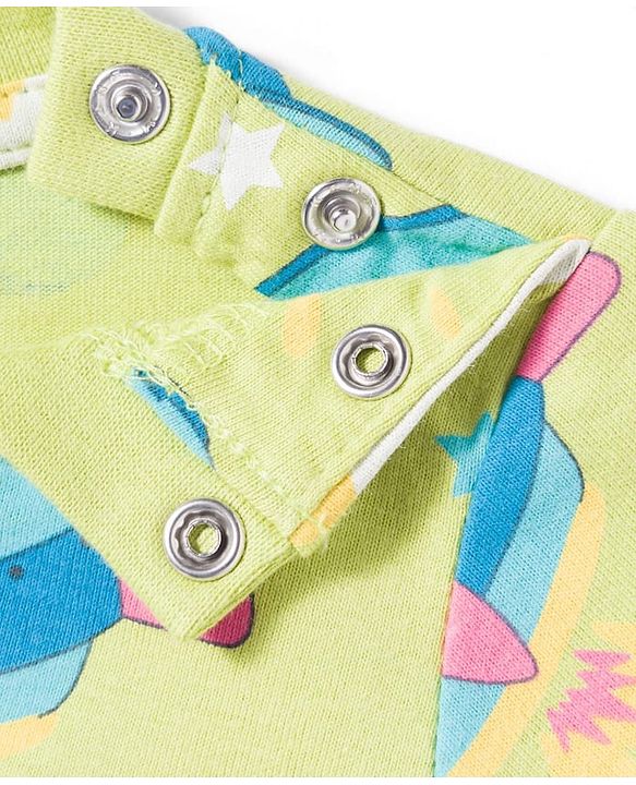 Babyhug Cotton Knit Half Sleeves T-Shirt & Pyjama Co-ord Night Suit With Teddy Bear  Print - Yellow