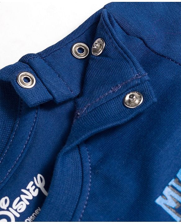 Babyhug Disney Single Jersey Knit Half Sleeves T-Shirt With Front & Back Mickey Mouse Graphics - Navy Blue