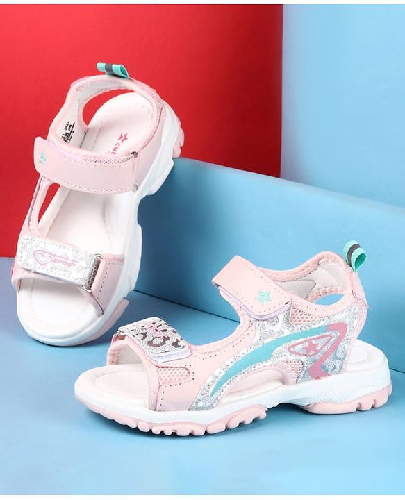 Cute Walk by Babyhug Velcro Closure Sandals with Glitter Print - Pink