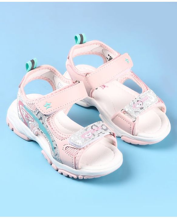 Cute Walk by Babyhug Velcro Closure Sandals with Glitter Print - Pink