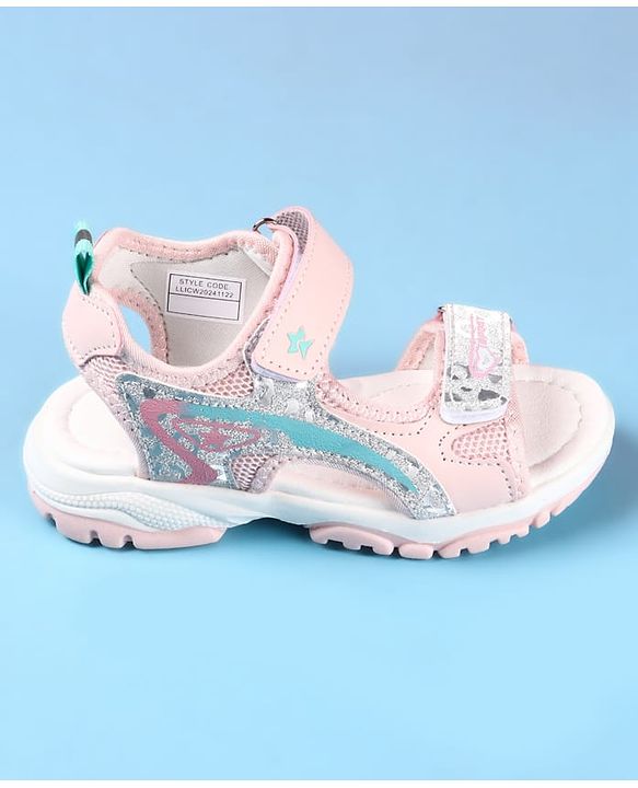 Cute Walk by Babyhug Velcro Closure Sandals with Glitter Print - Pink