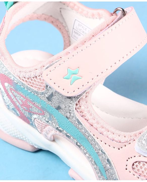 Cute Walk by Babyhug Velcro Closure Sandals with Glitter Print - Pink