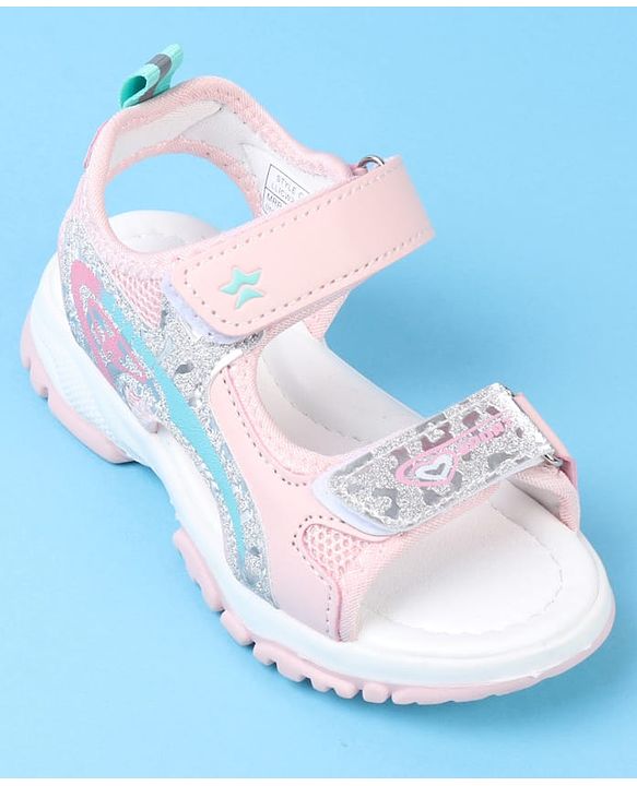 Cute Walk by Babyhug Velcro Closure Sandals with Glitter Print - Pink