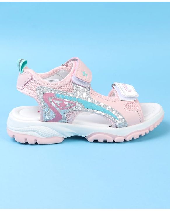 Cute Walk by Babyhug Velcro Closure Sandals with Glitter Print - Pink