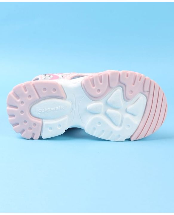 Cute Walk by Babyhug Velcro Closure Sandals with Glitter Print - Pink