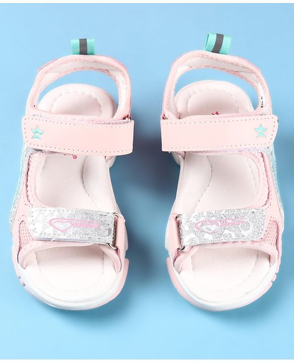 Cute Walk by Babyhug Velcro Closure Sandals with Glitter Print - Pink