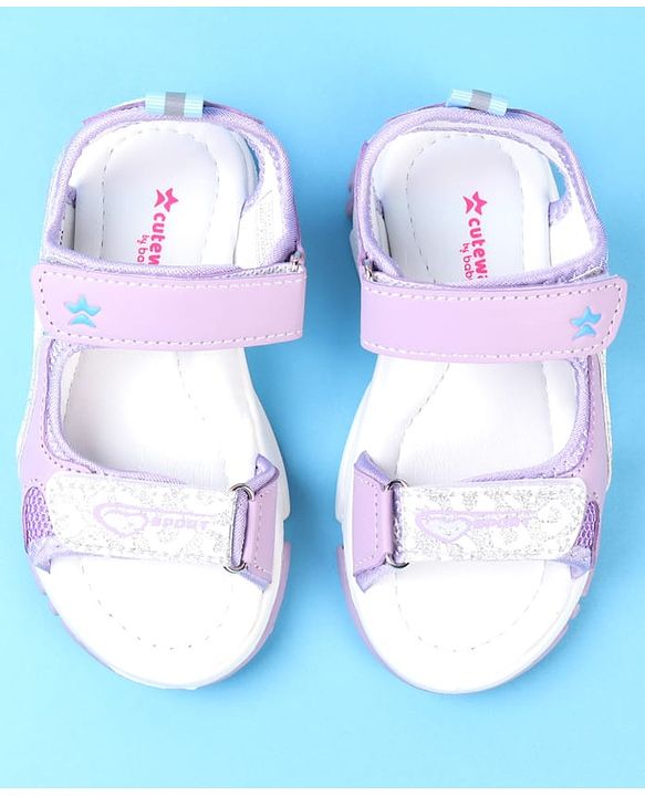 Cute Walk by Babyhug Velcro Closure Sandals with Glitter Print - Pink