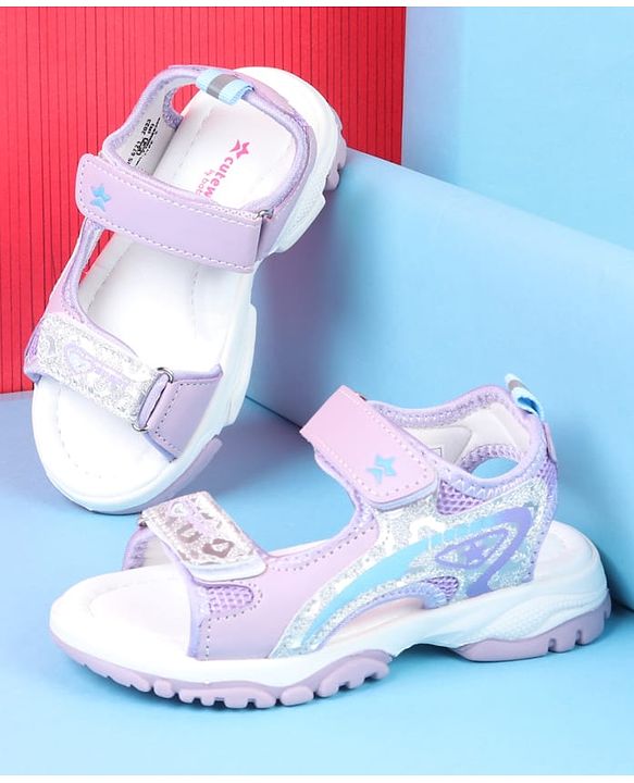 Cute Walk by Babyhug Velcro Closure Sandals with Glitter Print - Pink