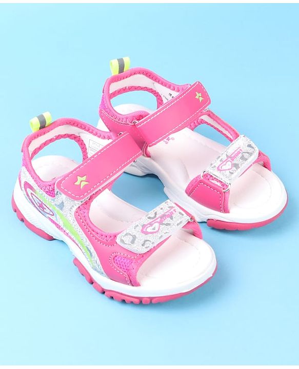 Cute Walk by Babyhug Velcro Closure Sandals with Glitter Print - Pink