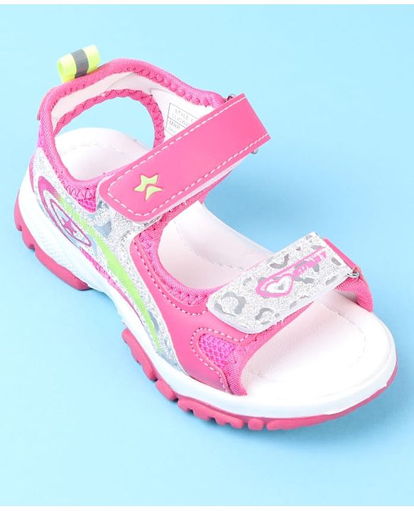 Cute Walk by Babyhug Velcro Closure Sandals with Glitter Print - Pink