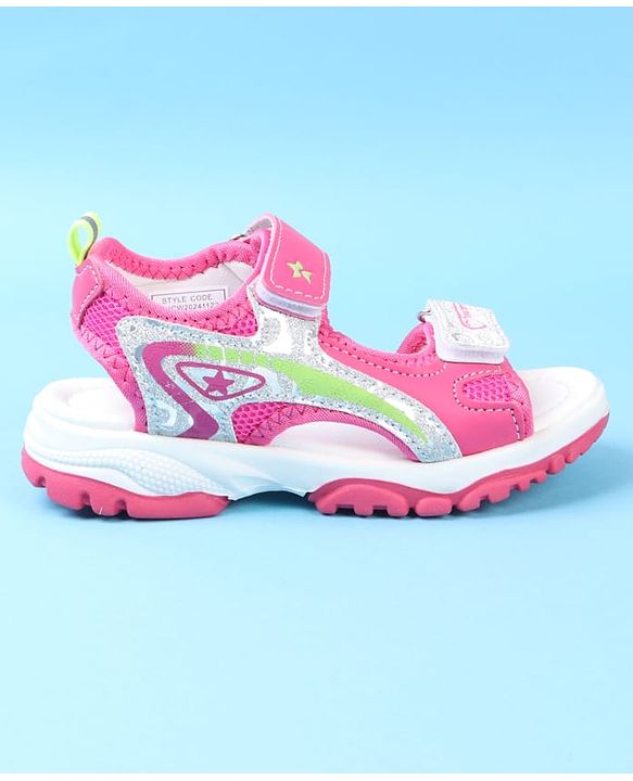 Cute Walk by Babyhug Velcro Closure Sandals with Glitter Print - Pink
