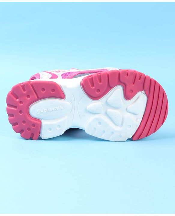 Cute Walk by Babyhug Velcro Closure Sandals with Glitter Print - Pink