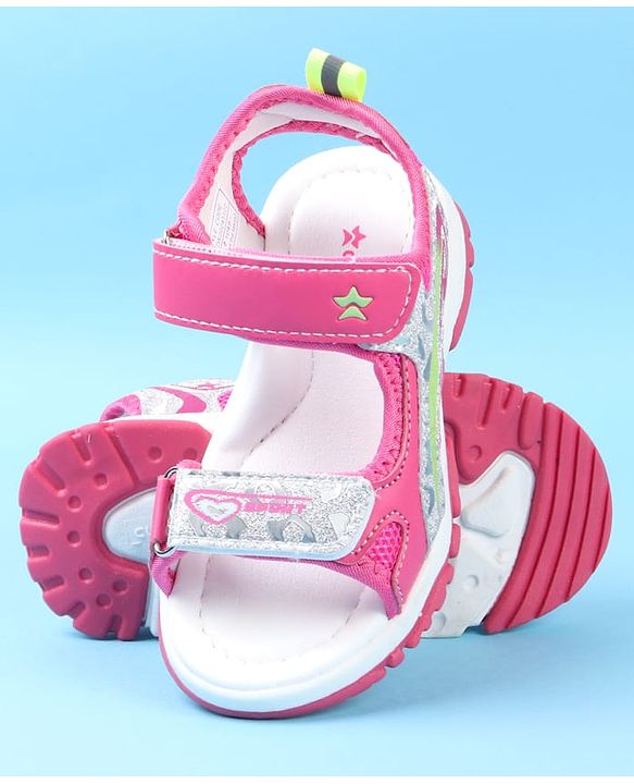 Cute Walk by Babyhug Velcro Closure Sandals with Glitter Print - Pink