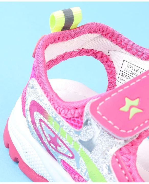 Cute Walk by Babyhug Velcro Closure Sandals with Glitter Print - Pink