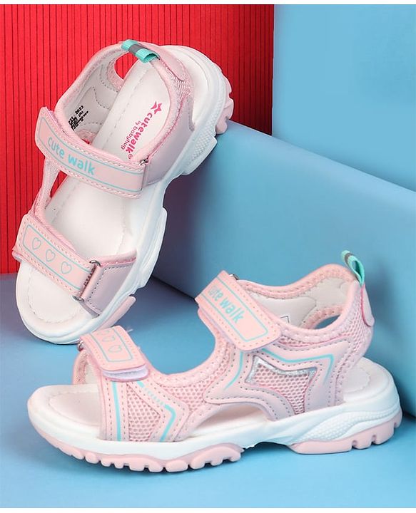Cute Walk by Babyhug Velcro Closure Solid Colour Sandals - Pink